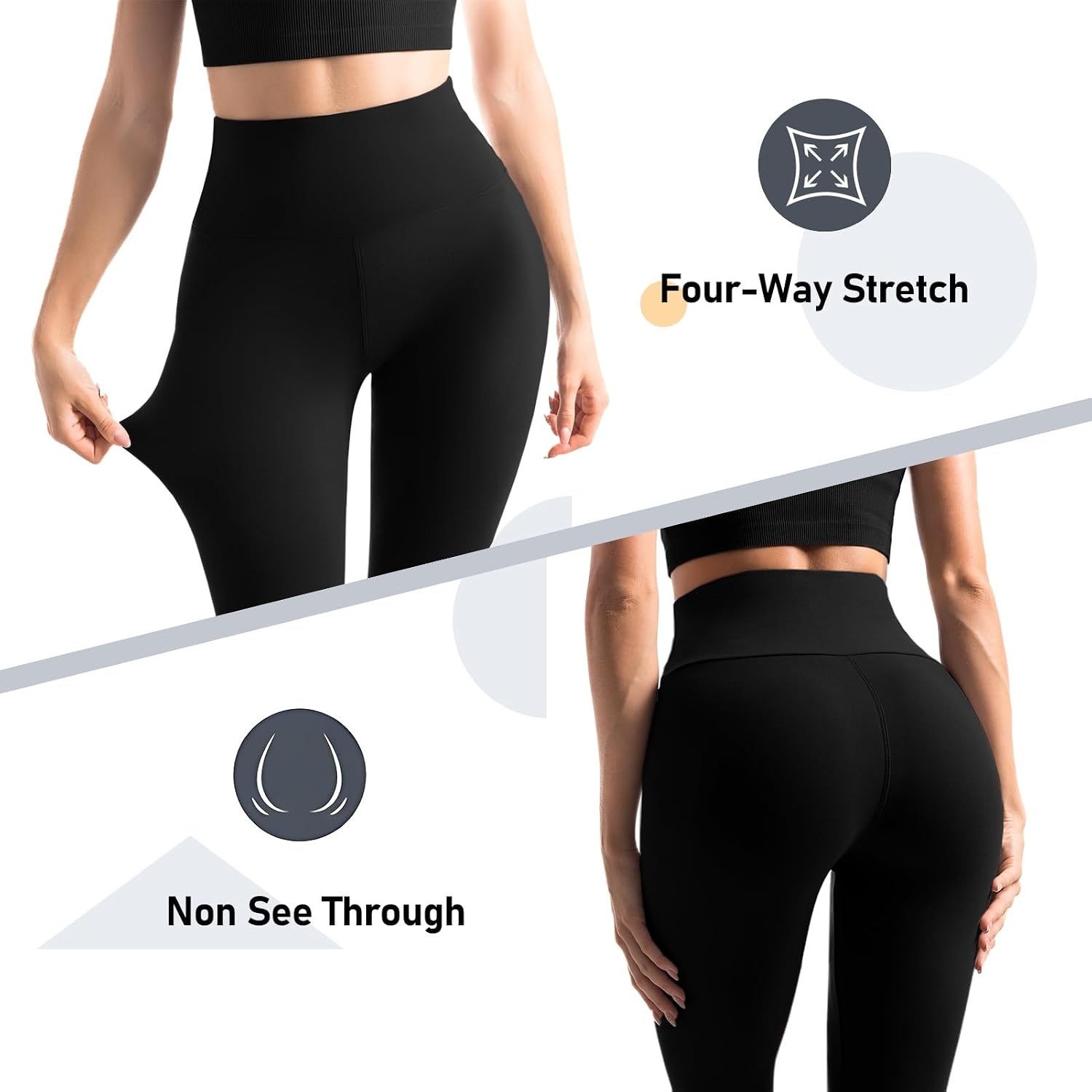 image:imageLeafigure 2er Pack High Waist Leggings Damen mit Taschen2 Pack Schwarze