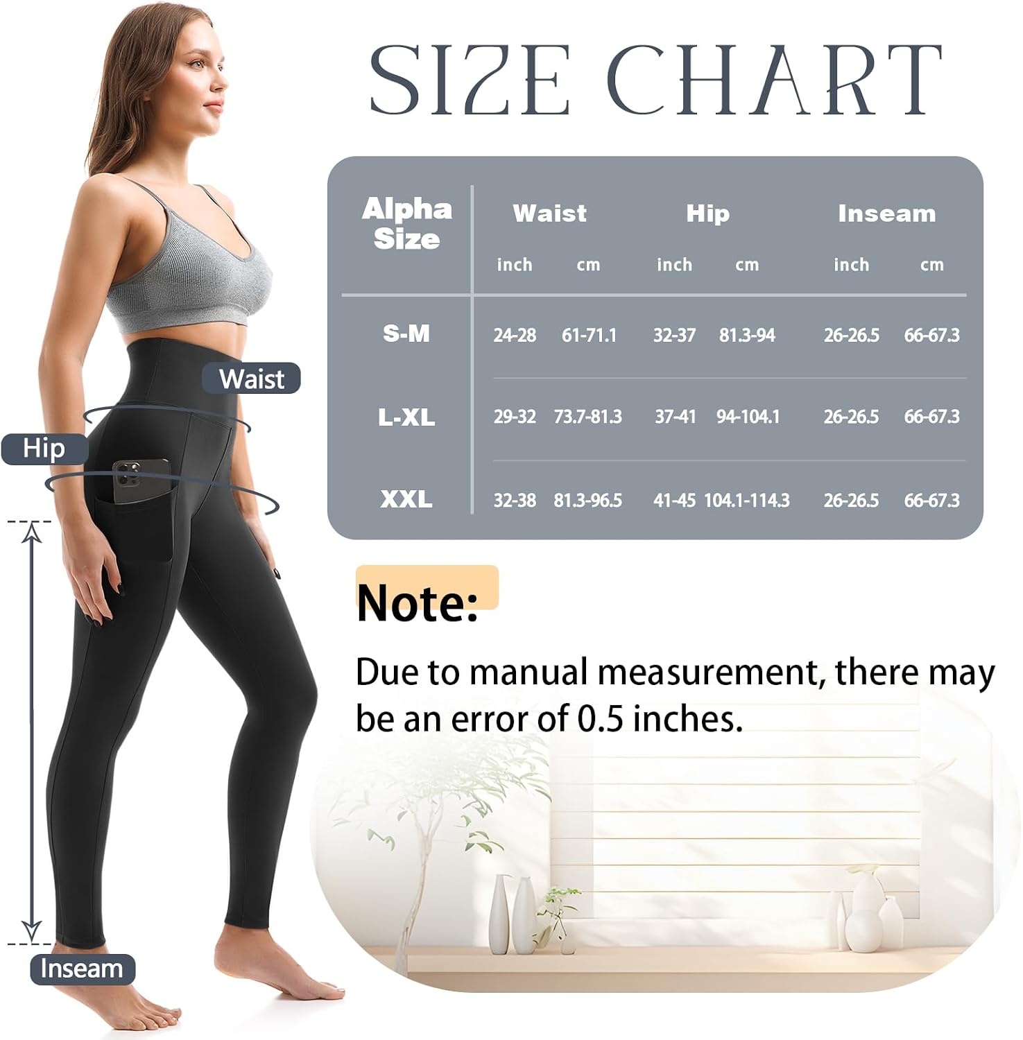 image:imageLeafigure 2er Pack High Waist Leggings Damen mit Taschen2 Pack Schwarze