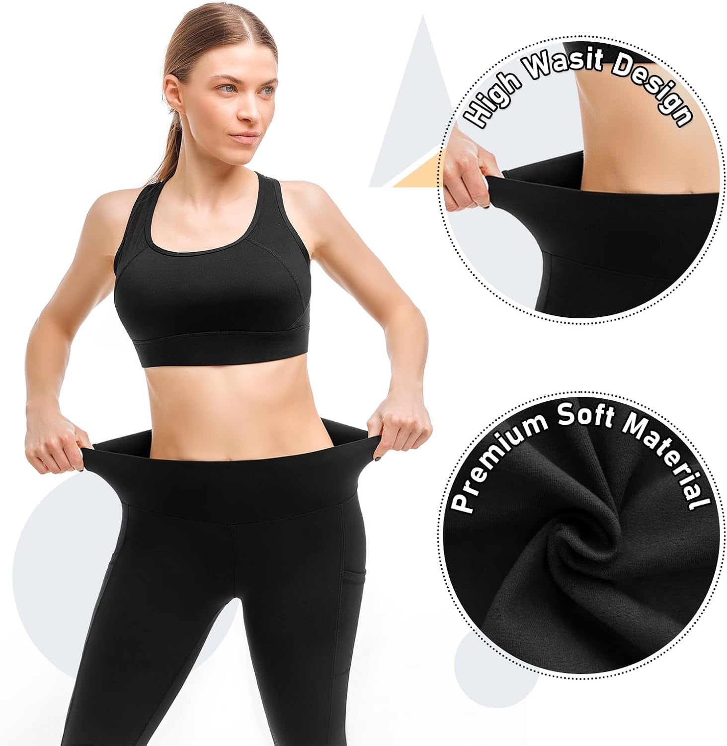 image:imageLeafigure 2er Pack High Waist Leggings Damen mit Taschen2 Pack Schwarze