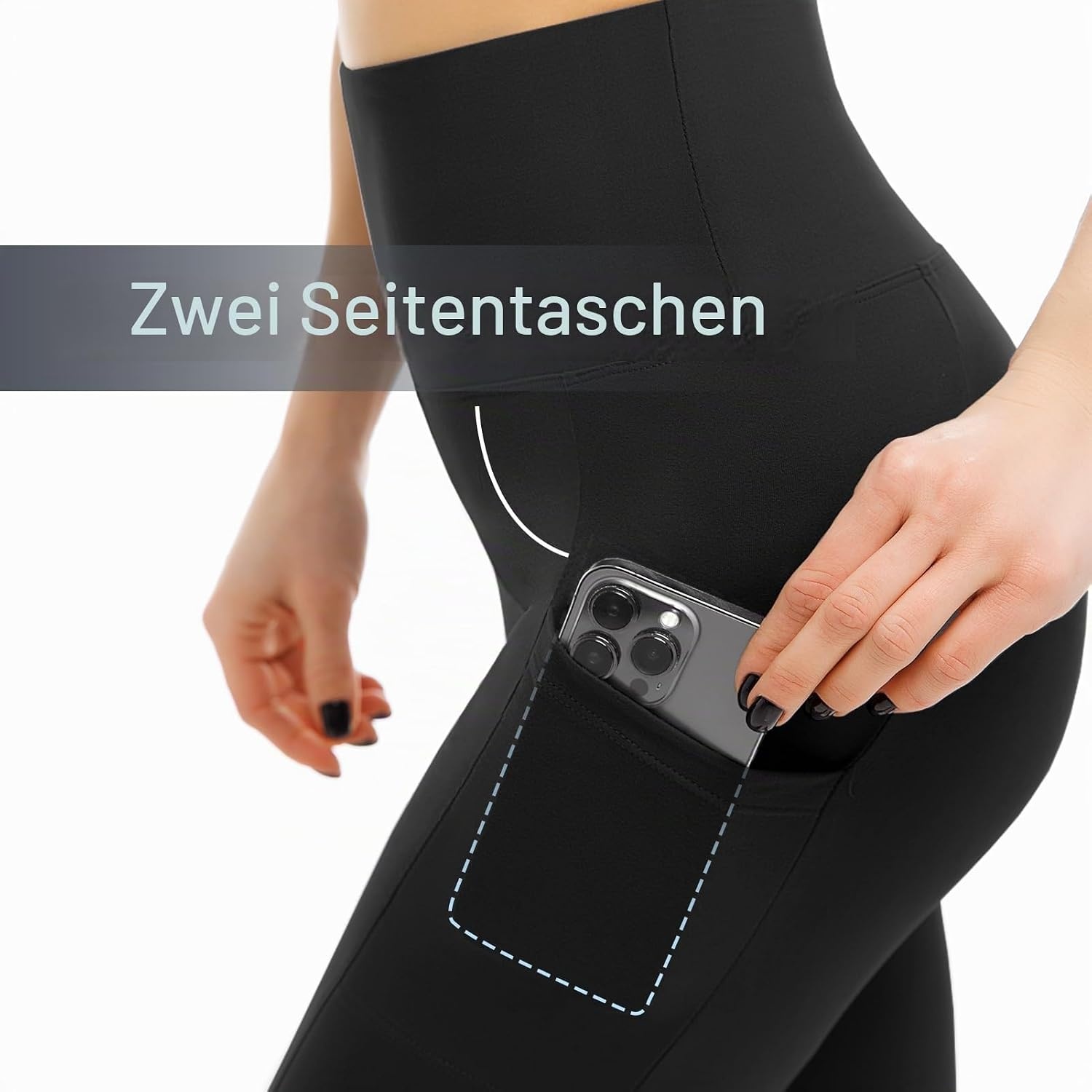 image:imageLeafigure 2er Pack High Waist Leggings Damen mit Taschen2 Stck SchwarzBlaugrn