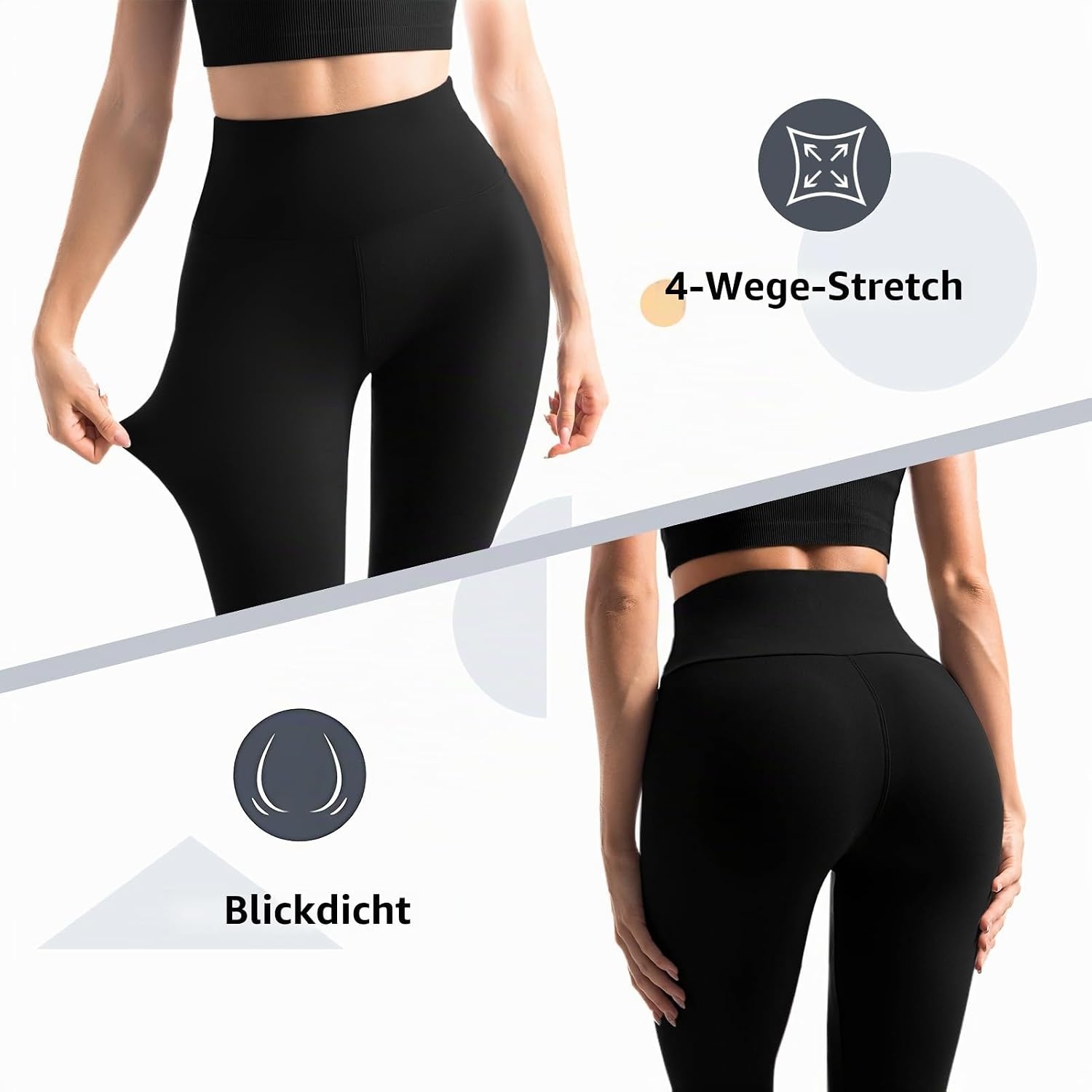 image:imageLeafigure 2er Pack High Waist Leggings Damen mit TaschenSchwarzeKhaki