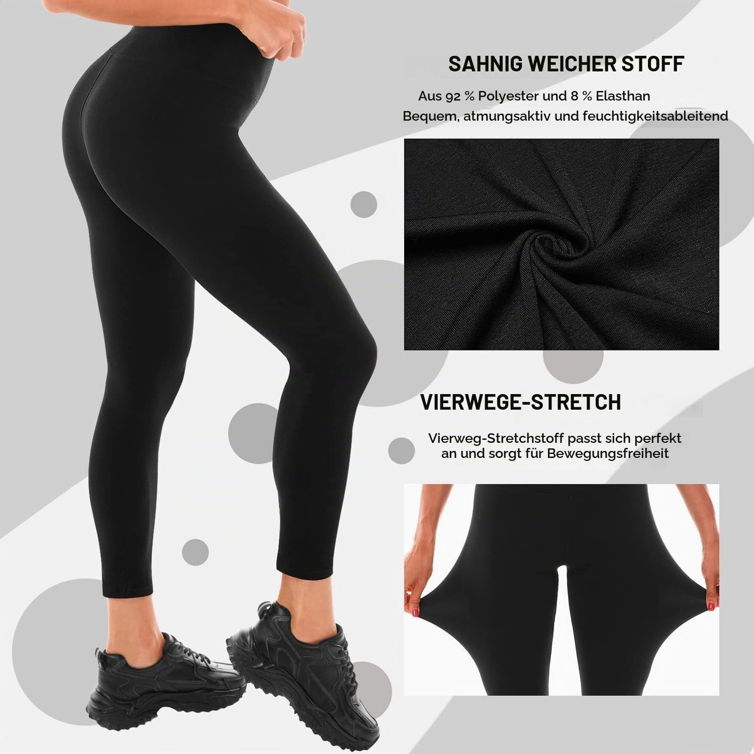 image:imageLeafigure Leggings Damen High Waist Leggins Blickdicht Schwarze fr Sport Gym YogaSchwarz