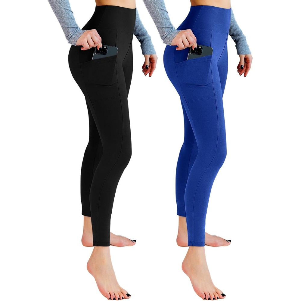 image:imageLeafigure 2er Pack High Waist Leggings Damen mit Taschen2 Pack SchwarzeKnigsblau
