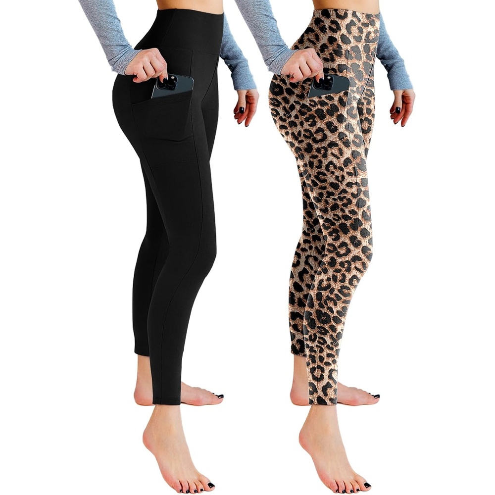 image:imageLeafigure 2er Pack High Waist Leggings Damen mit Taschen2 Pack SchwarzeLeopard