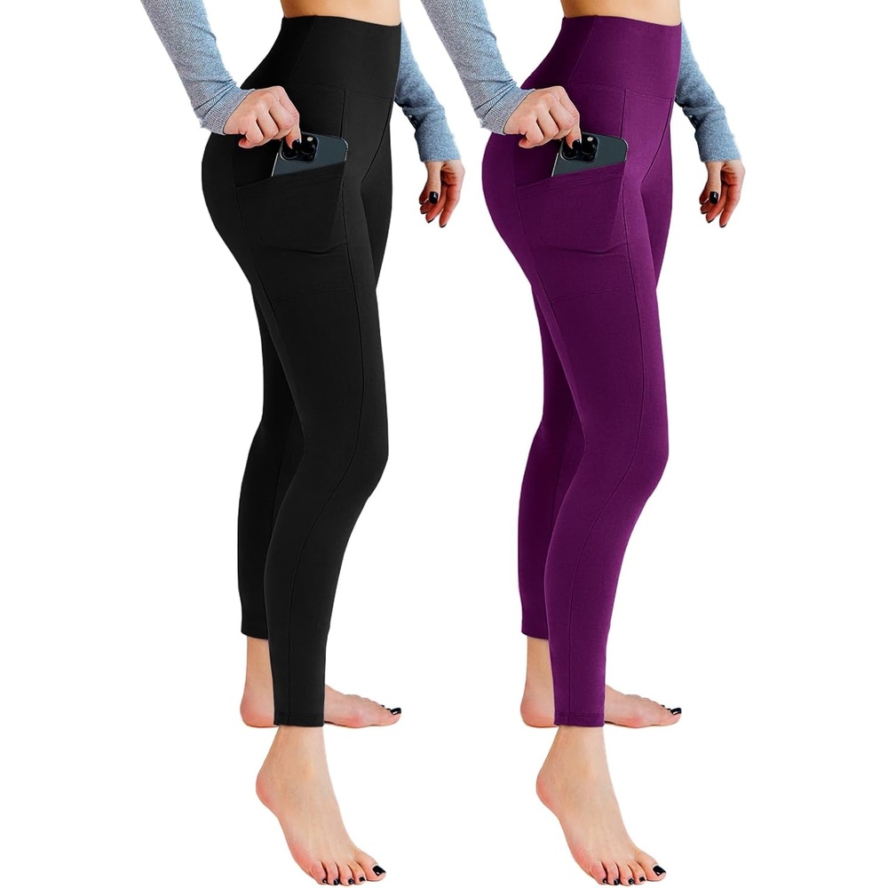 image:imageLeafigure 2er Pack High Waist Leggings Damen mit TaschenSchwarz Violett