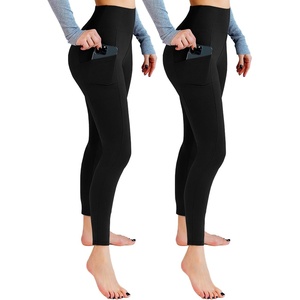 Leafigure 2er Pack High Waist Leggings Damen mit Taschen(2 Pack Schwarze)